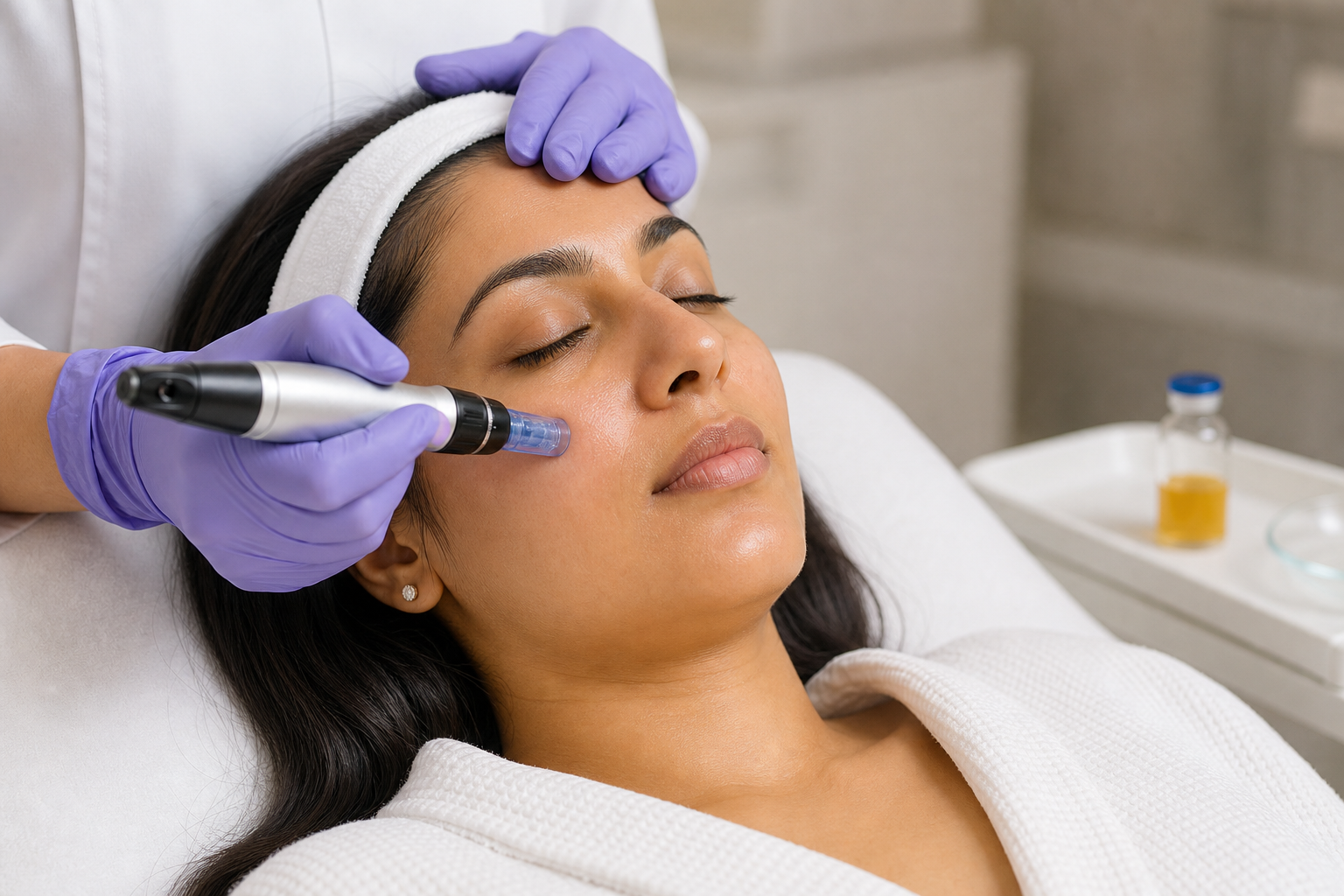 PRP microneedling treatment performed by a clinician